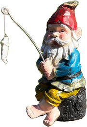 Fishing Gnome Garden Ornament Resin Statue Outdoor Decor