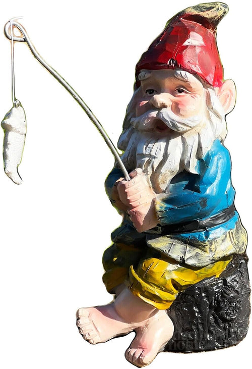 Fishing Gnome Garden Ornament Resin Statue Outdoor Decor