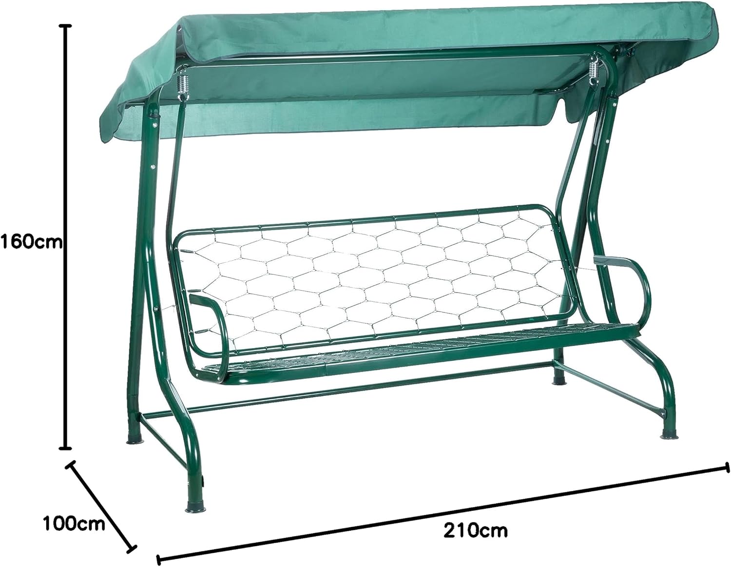 3 Seater Garden Swing Seat Green Canopy Luxury Cushions