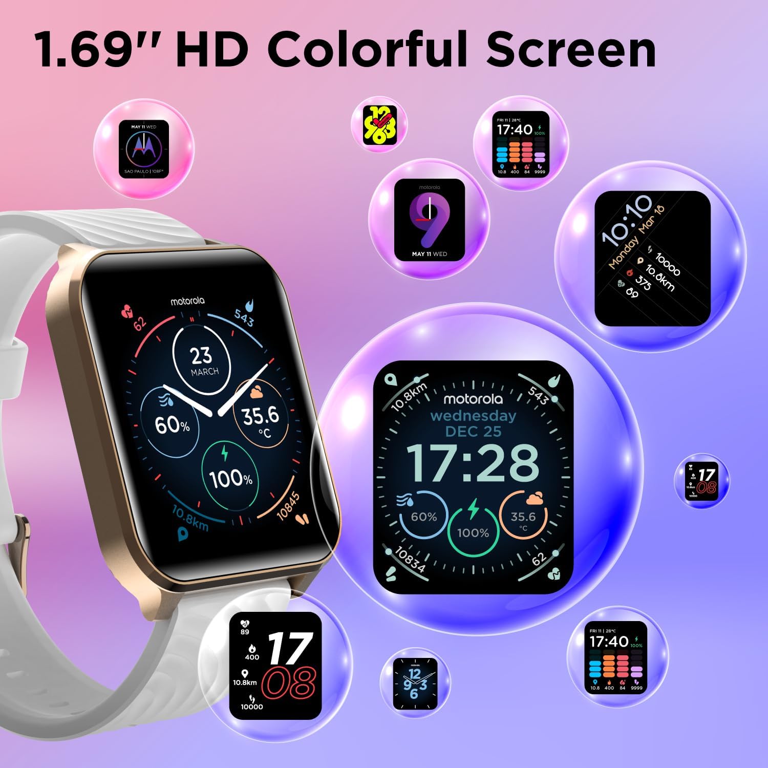 Rose Gold Smart Watch Health Fitness Tracker 10 Day Battery