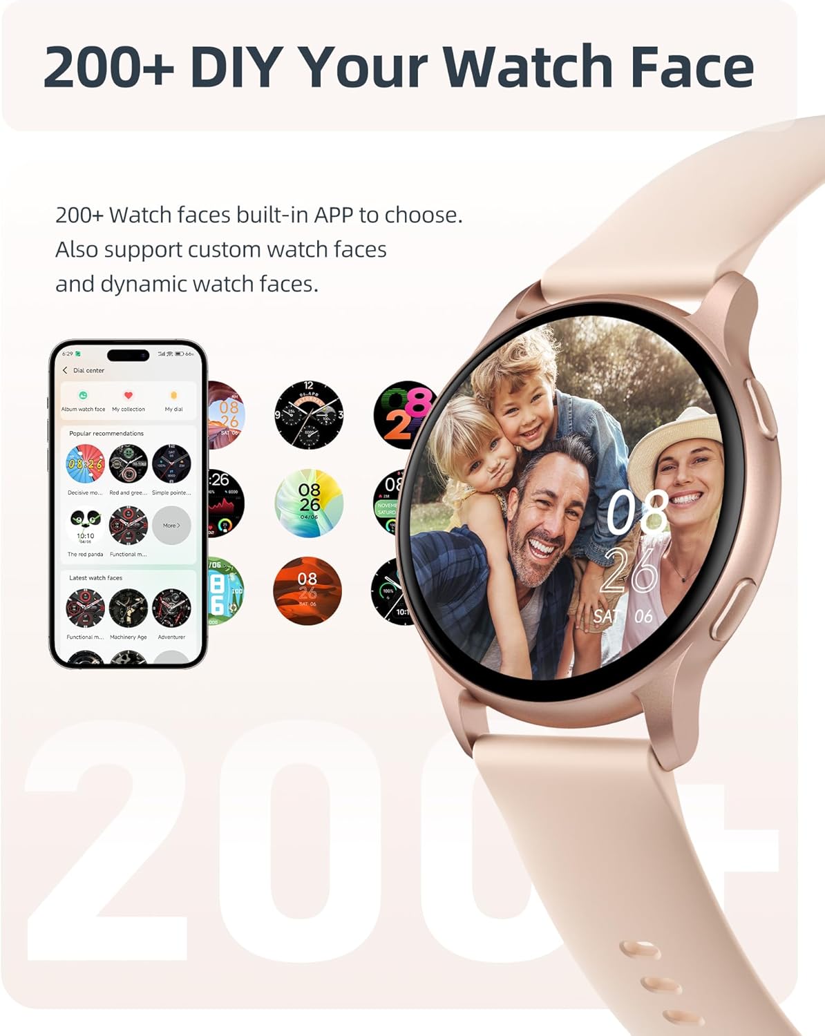 Womens Swim Smart Watch Bluetooth Call Rose Gold 44mm