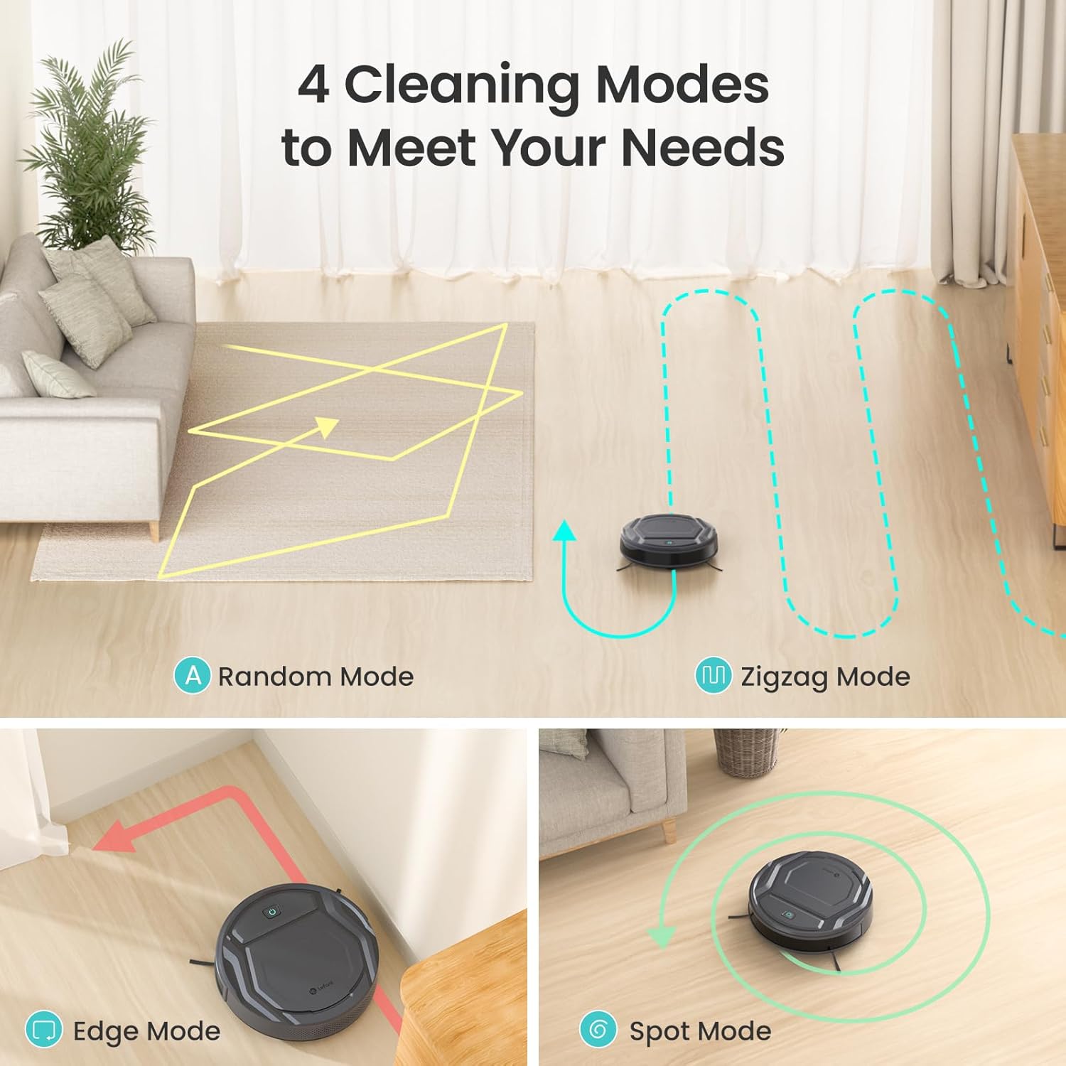 Robot Vacuum 2200Pa Slim Smart Pet Hair Cleaner Quiet