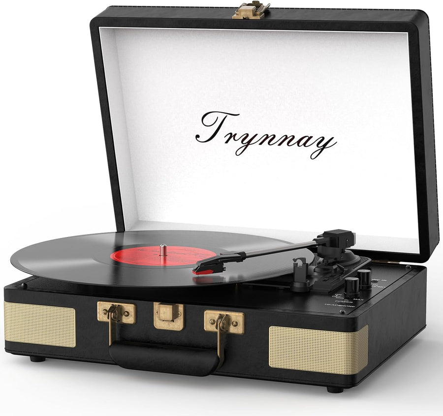 Portable 3-Speed Bluetooth Record Player with Built-in Speakers – Vintage