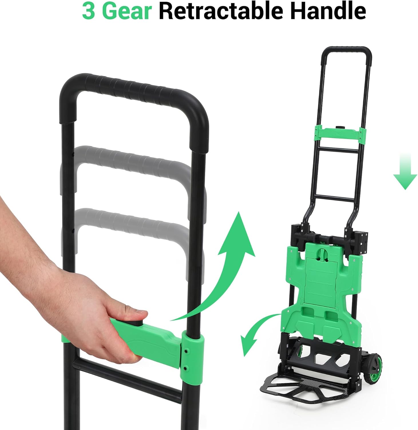 2 in 1 Folding Sack Truck Trolley 150KG Green Dolly