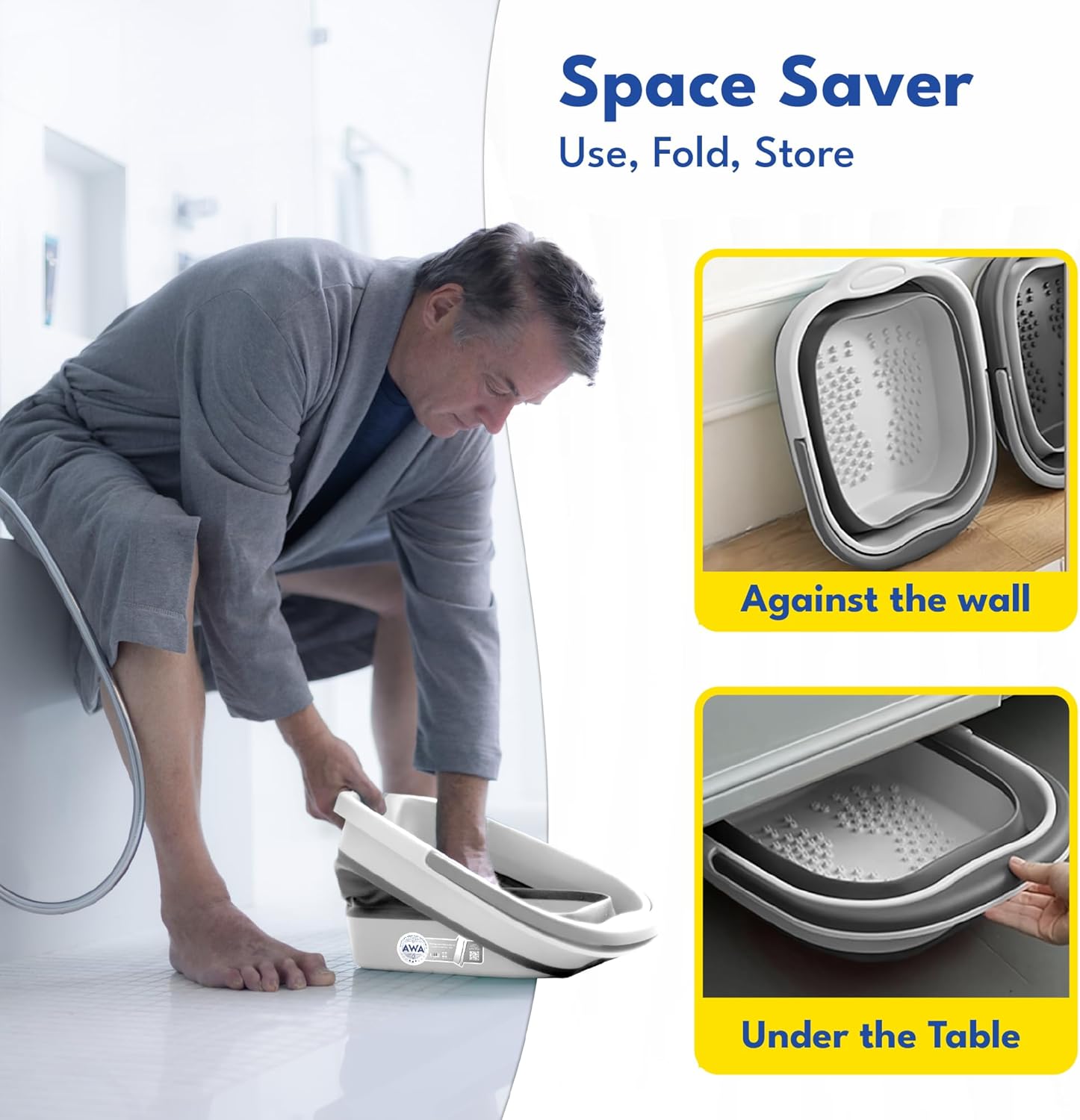 Collapsible Foot Bath Tub Acupressure Pedicure Basin Portable