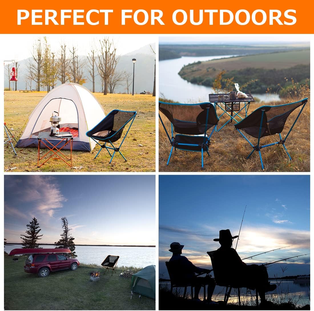 2 Pack Lightweight Folding Camping Chairs Portable Orange