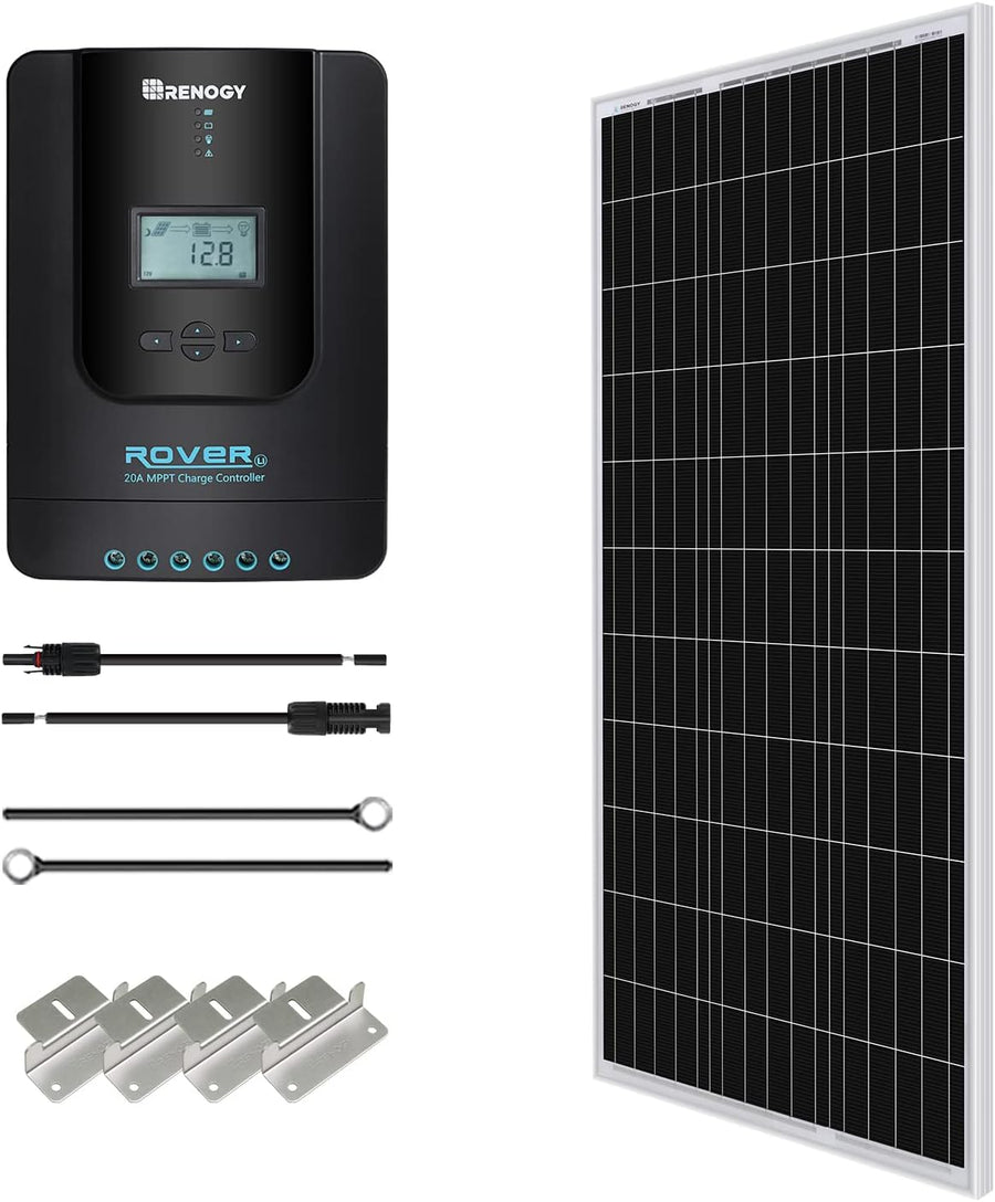 100W Solar Starter Kit 20A MPPT Controller Mounts Cables