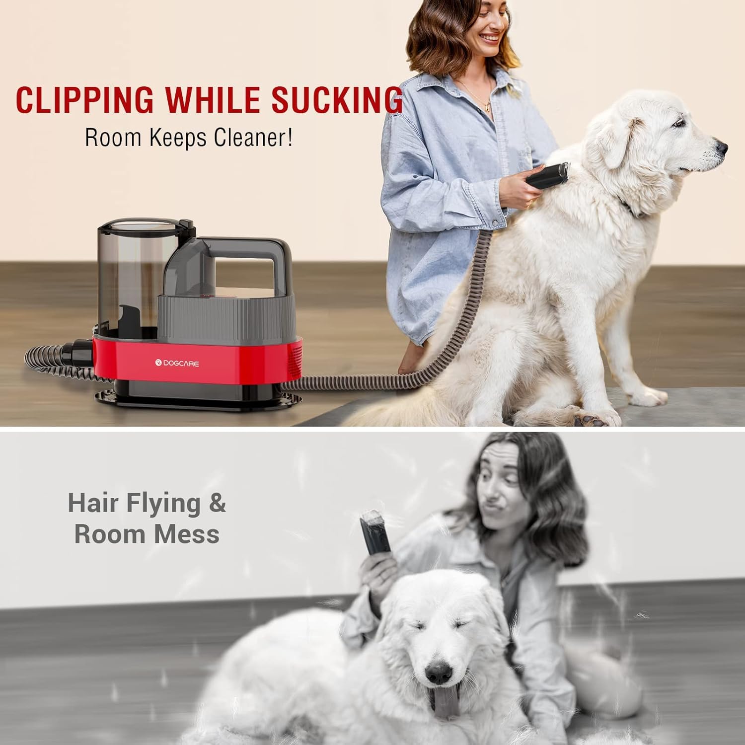Dog Grooming Kit Vacuum 6 Tool 2.5L Low Noise Clippers