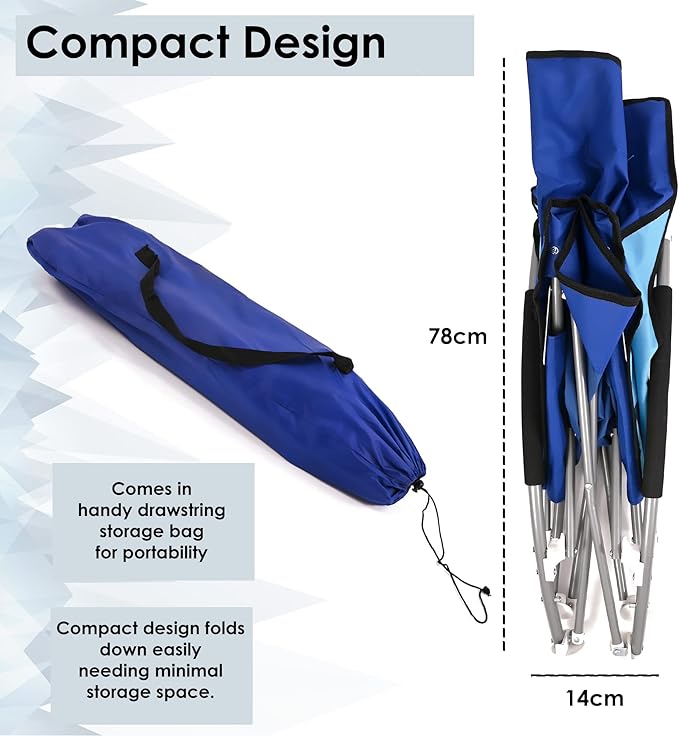 Set of 2 Low Folding Beach Chairs Blue