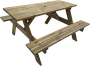 6 Seater Wooden Picnic Table A Frame Garden Patio Bench 140cm