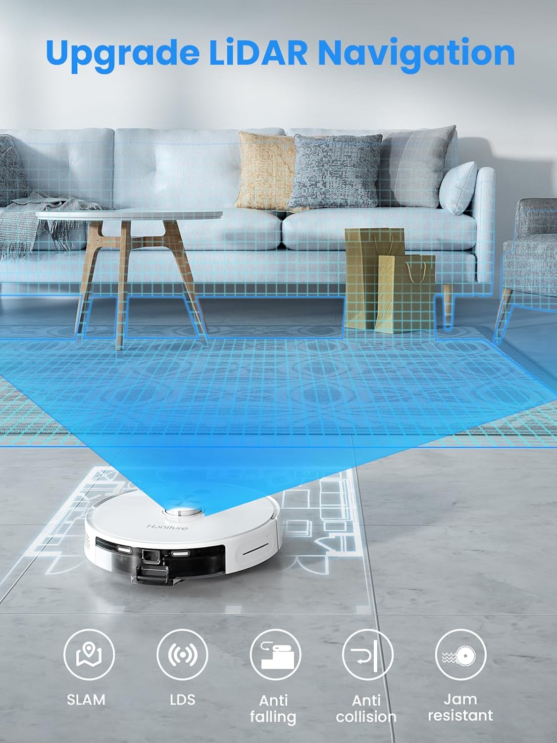 Robot Vacuum Mop Self Empty 4000Pa LiDAR Smart Mapping 250min WiFi