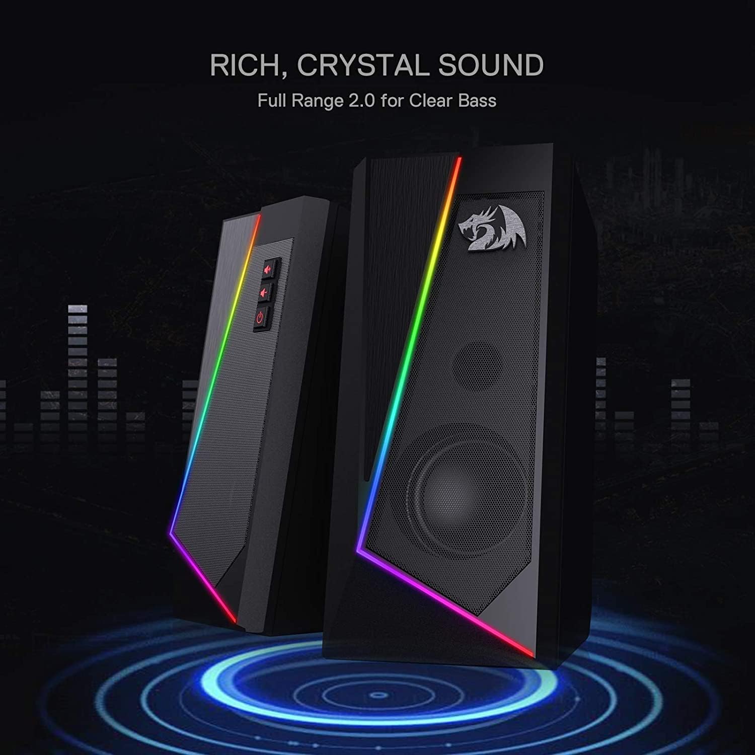 PC RGB Speakers Stereo Desktop USB 3.5mm Gaming Audio Bass