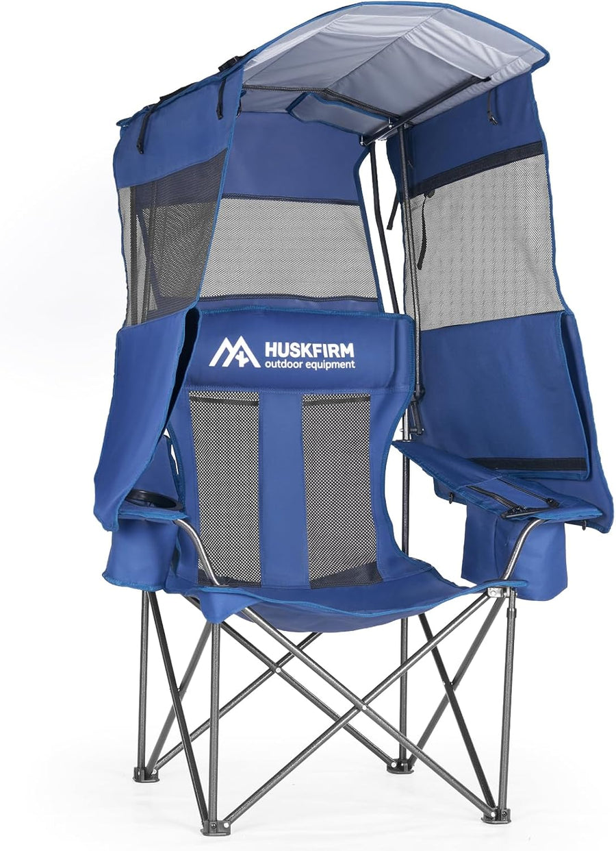 Camping Chair with UPF 50 Plus Canopy Shade Blue