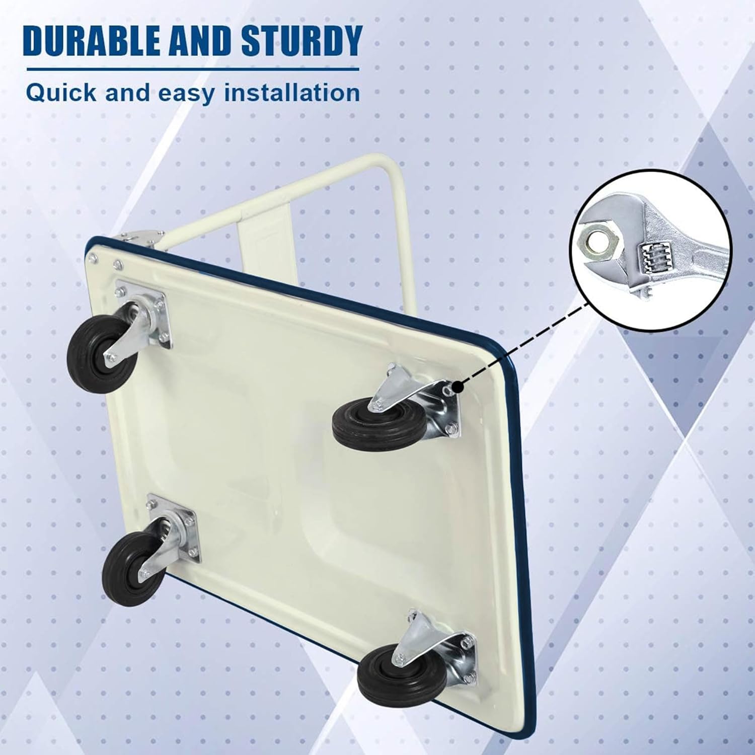 Heavy Duty Folding Platform Trolley 150KG Flatbed Cart Blue
