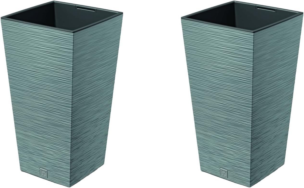 Set of 2 Tall Square Planters 60L Concrete Modern Indoor Outdoor