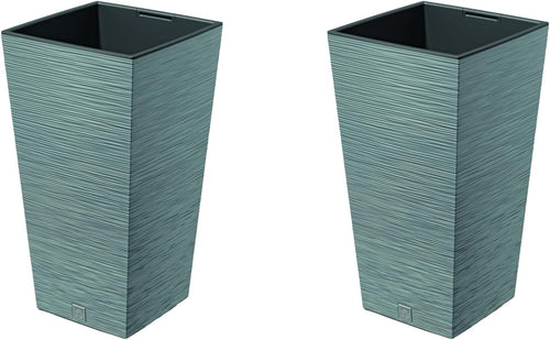 Set of 2 Tall Square Planters 60L Concrete Modern Indoor Outdoor