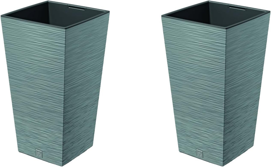 Set of 2 Tall Square Planters 60L Concrete Modern Indoor Outdoor