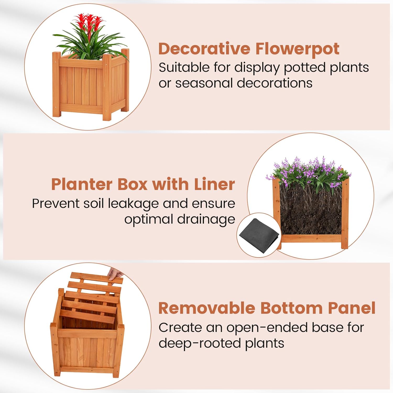 Garden Planter with Bench 170cm Wooden Raised Bed Seat Box
