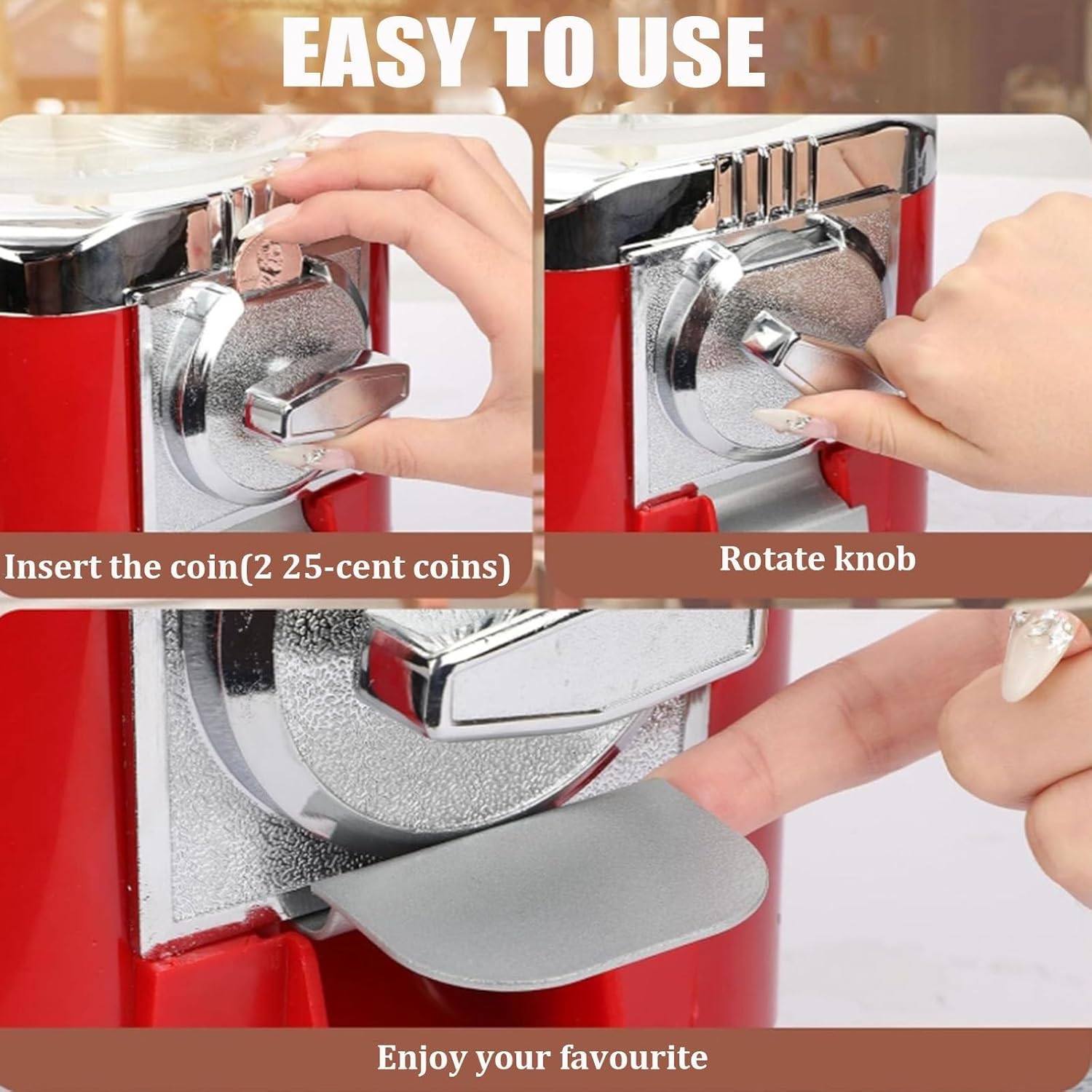Pink Gumball Vending Machine with Key 500 Capsule Capacity