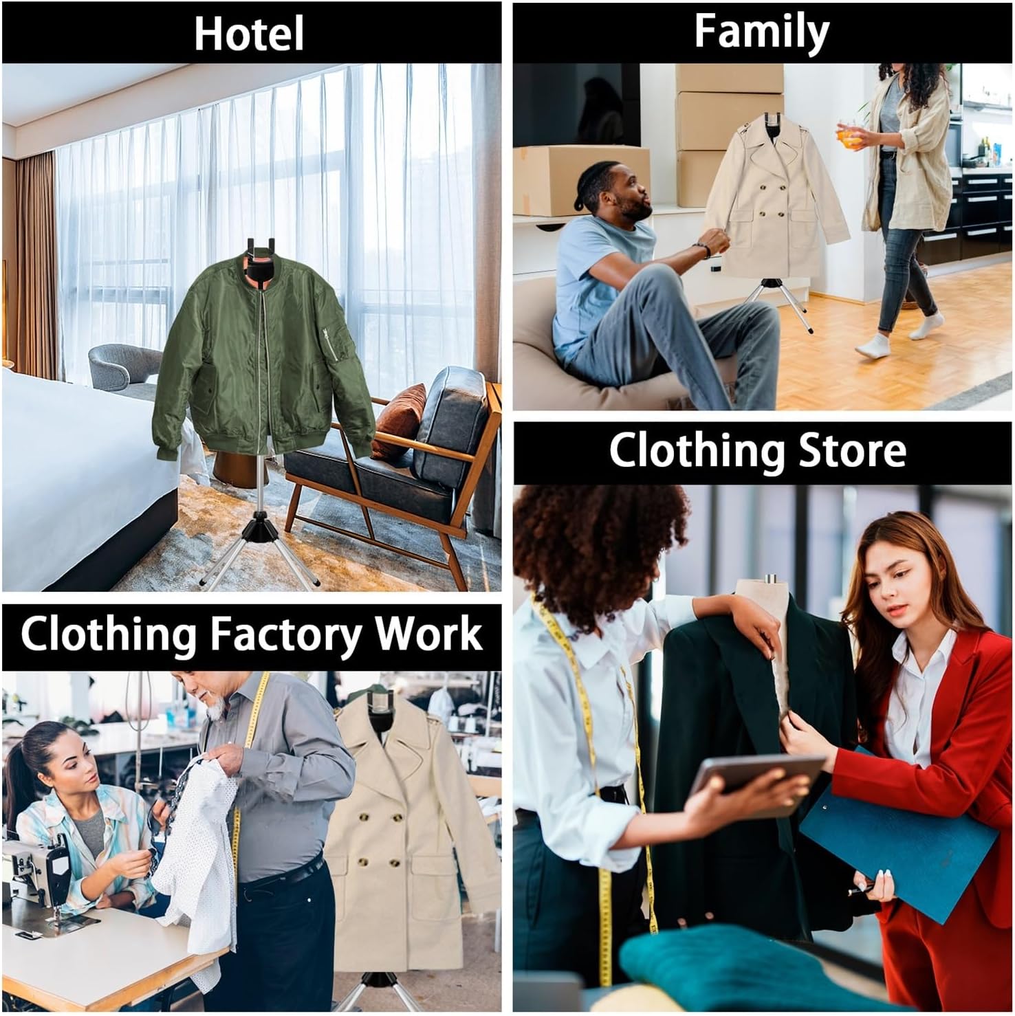 Clothes Steamer Stand 85-160cm Adjustable Telescopic Garment Rack