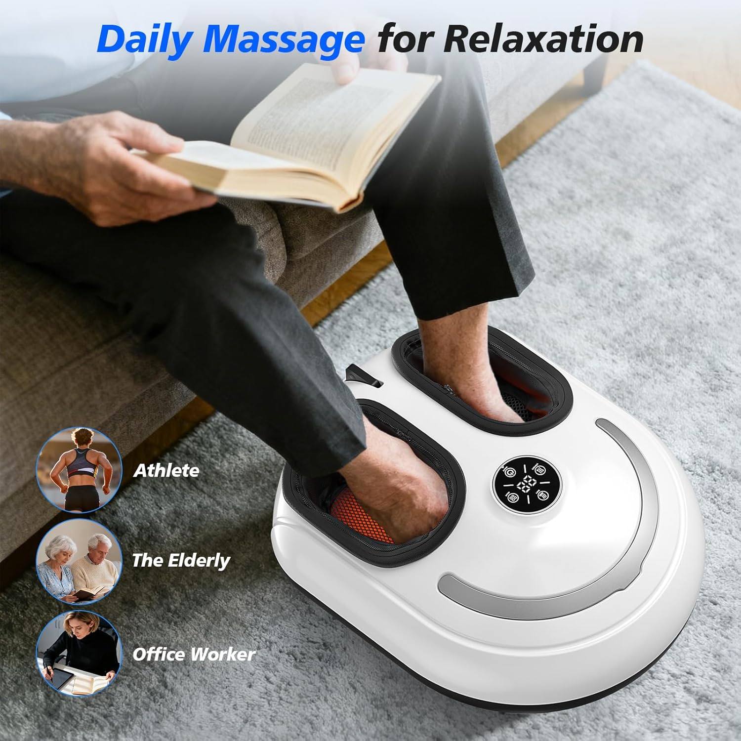Electric Foot Spa Massager Heat Shiatsu Rollers Air Compression Pain