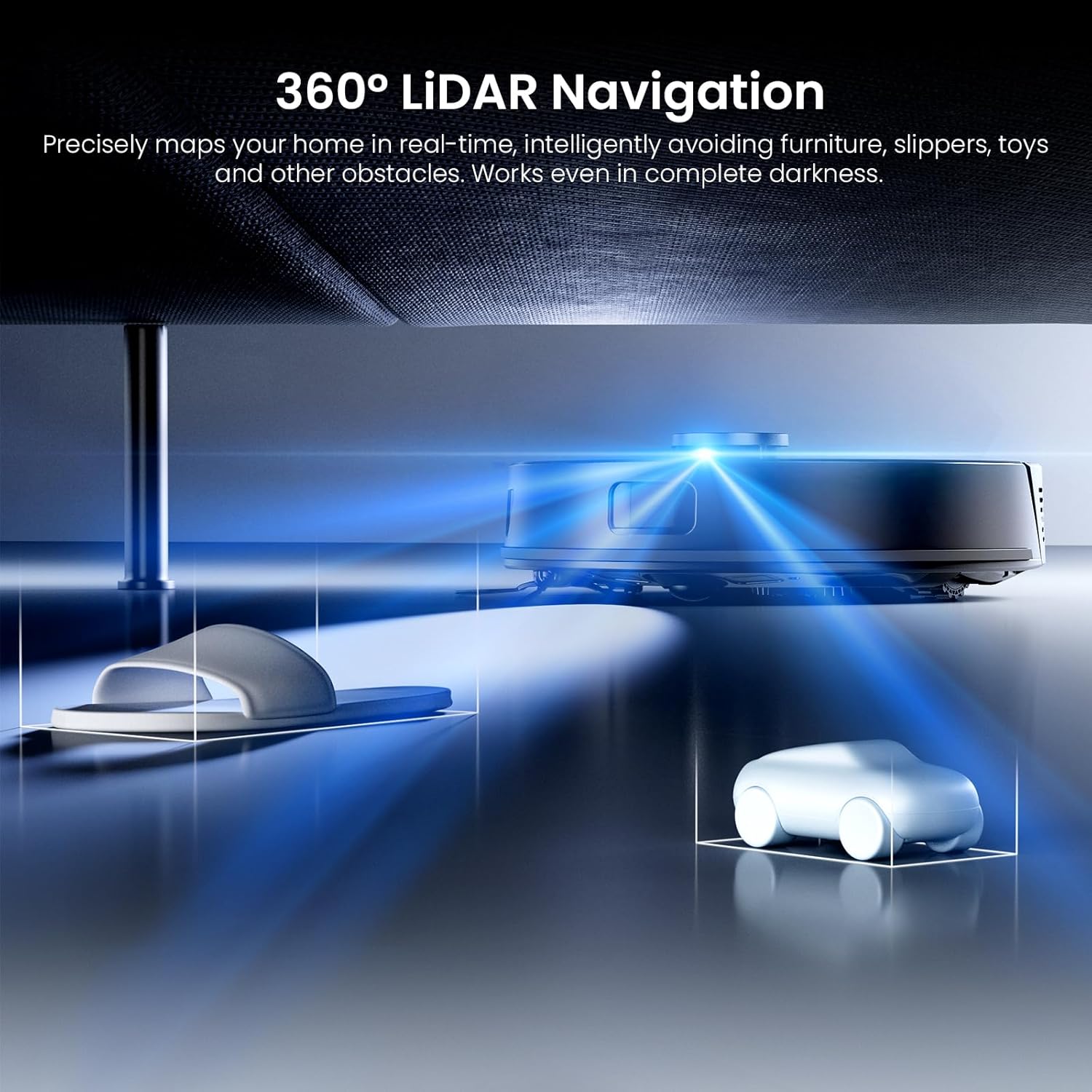 Robot Vacuum Mop 8000Pa LiDAR Mapping WiFi App 200Min Pet Hair