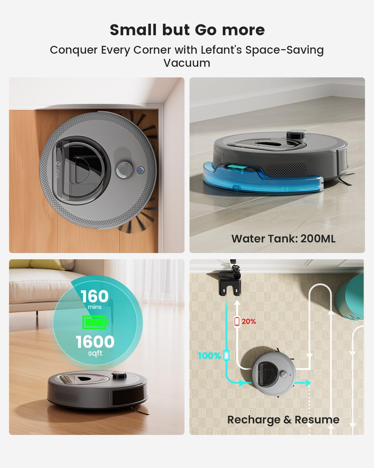 Robot Vacuum Mop 5000Pa LiDAR Mapping WiFi Alexa Pet Hair