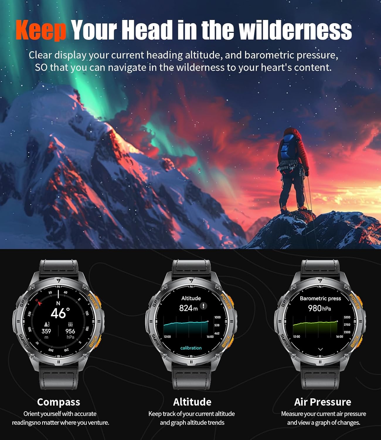 Military Smart Watch GPS AMOLED Bluetooth Call 170 Sport Modes