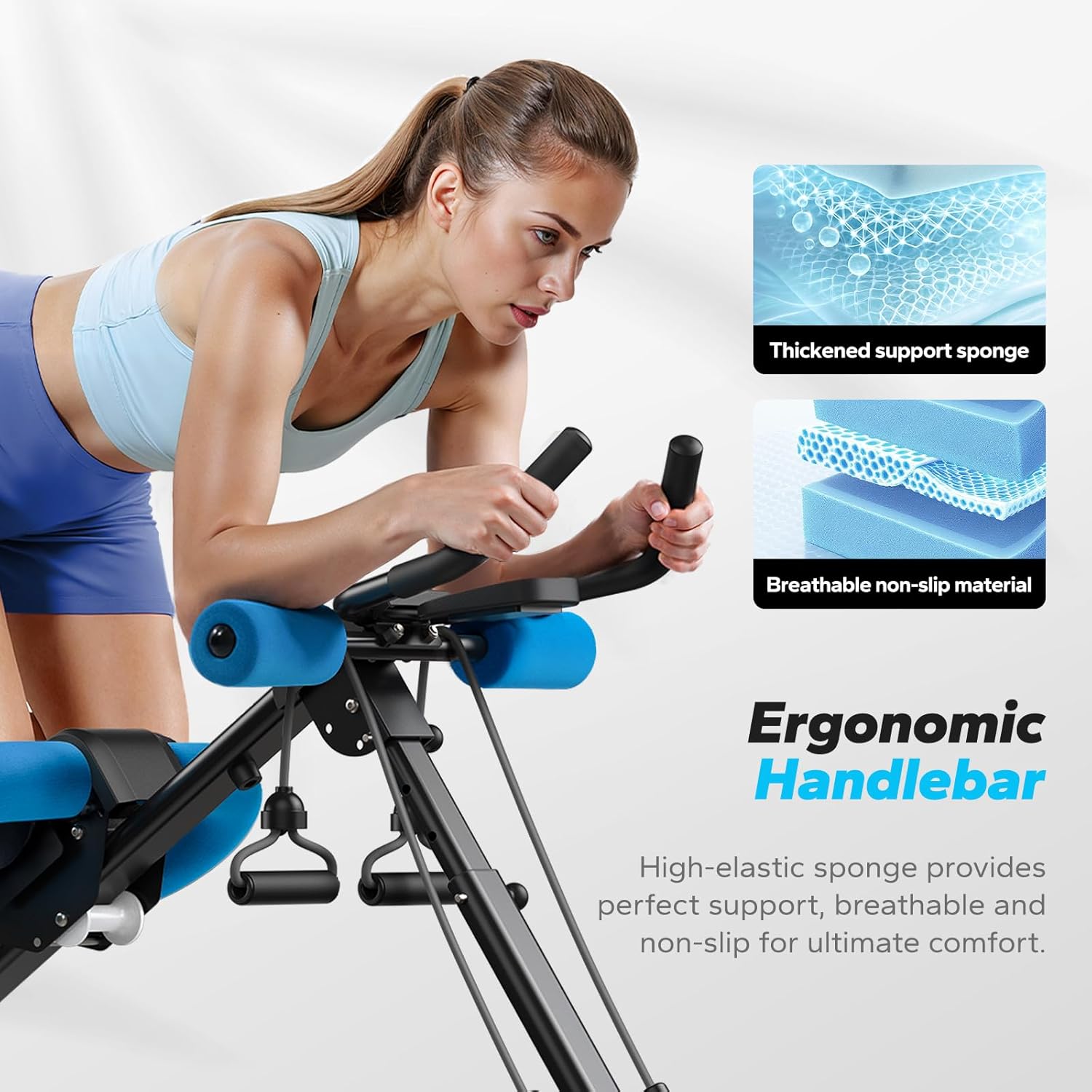 Adjustable Ab Machine Foldable Core Trainer Home Gym Workout w/ LCD