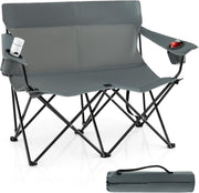 Double Camping Loveseat Chair 300KG Foldable Grey