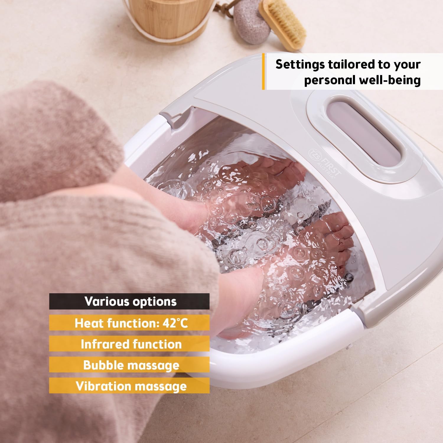 Foldable Foot Spa Massager Heated Bubble Vibration Rollers