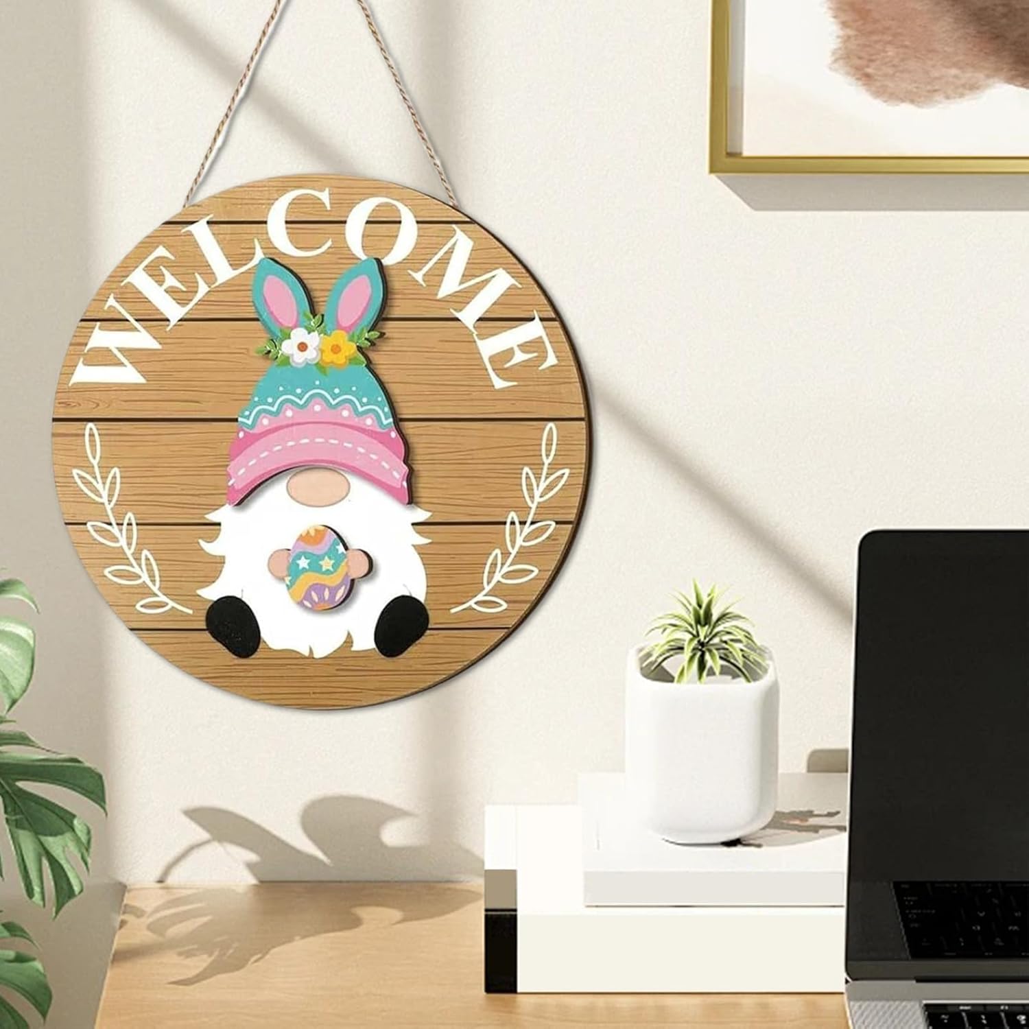 Gnome Welcome Sign 30Pcs Seasonal Wooden Door Decor Magnetic