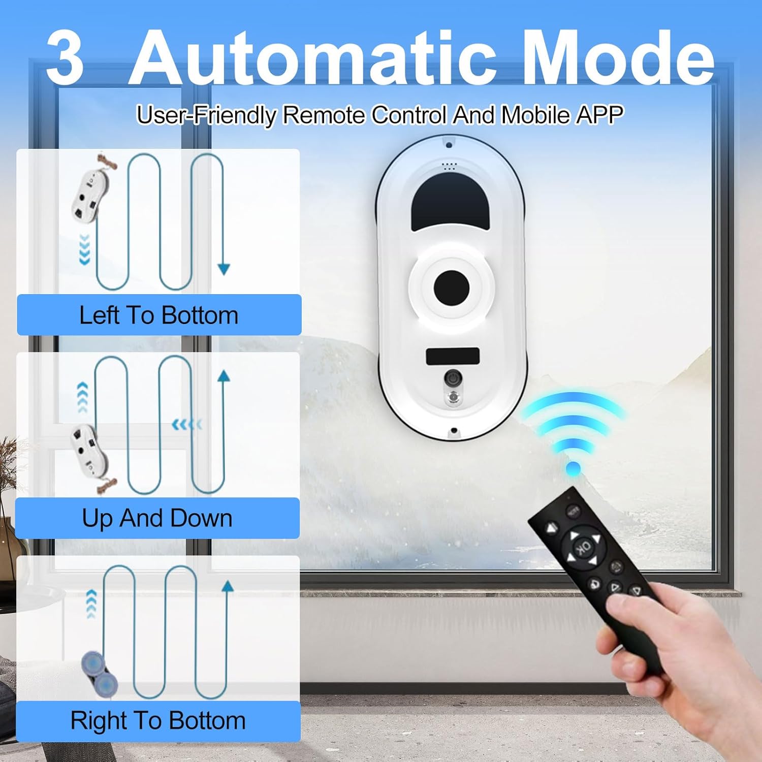 Window Cleaning Robot 5600Pa Smart Auto Cleaner AI Navigation 3 Modes