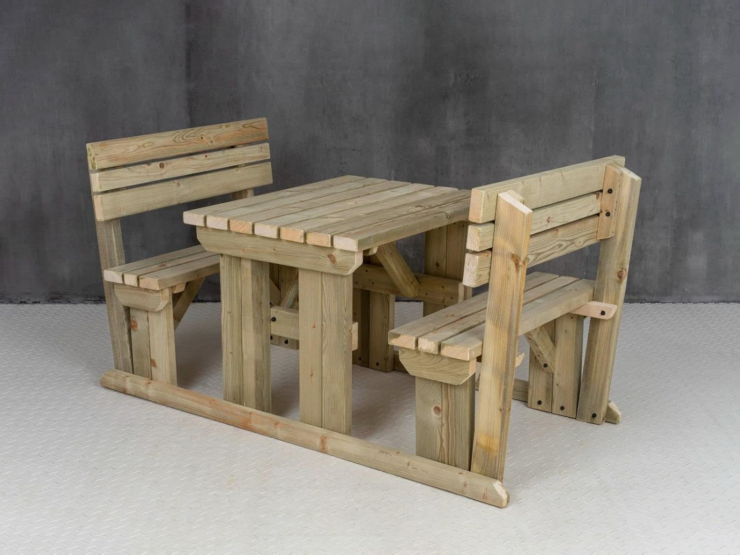 4 Seater Wooden Picnic Table with Backrest Garden Patio Set