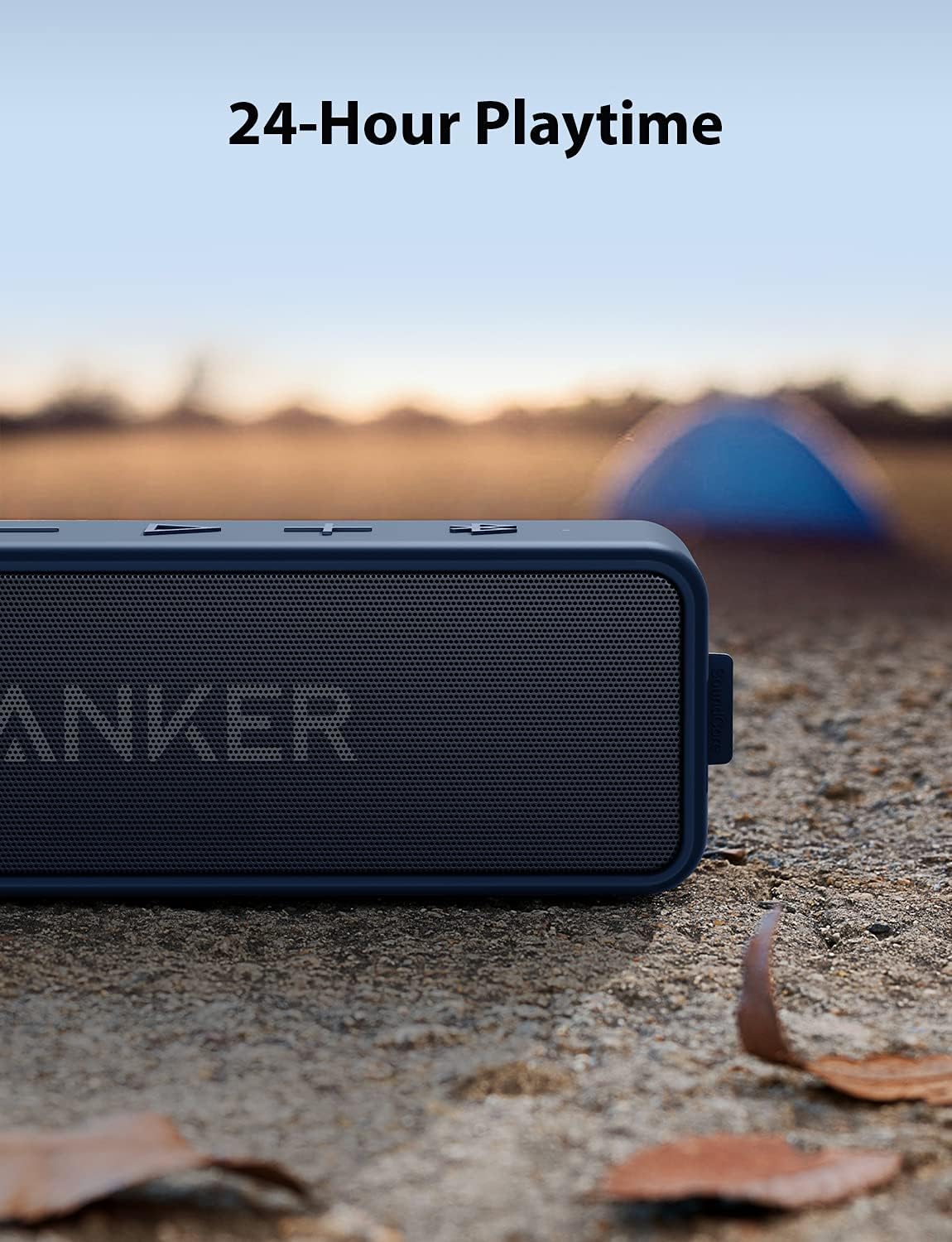 Portable Bluetooth Speaker 12W Stereo Bass Waterproof 24 Hour Navy
