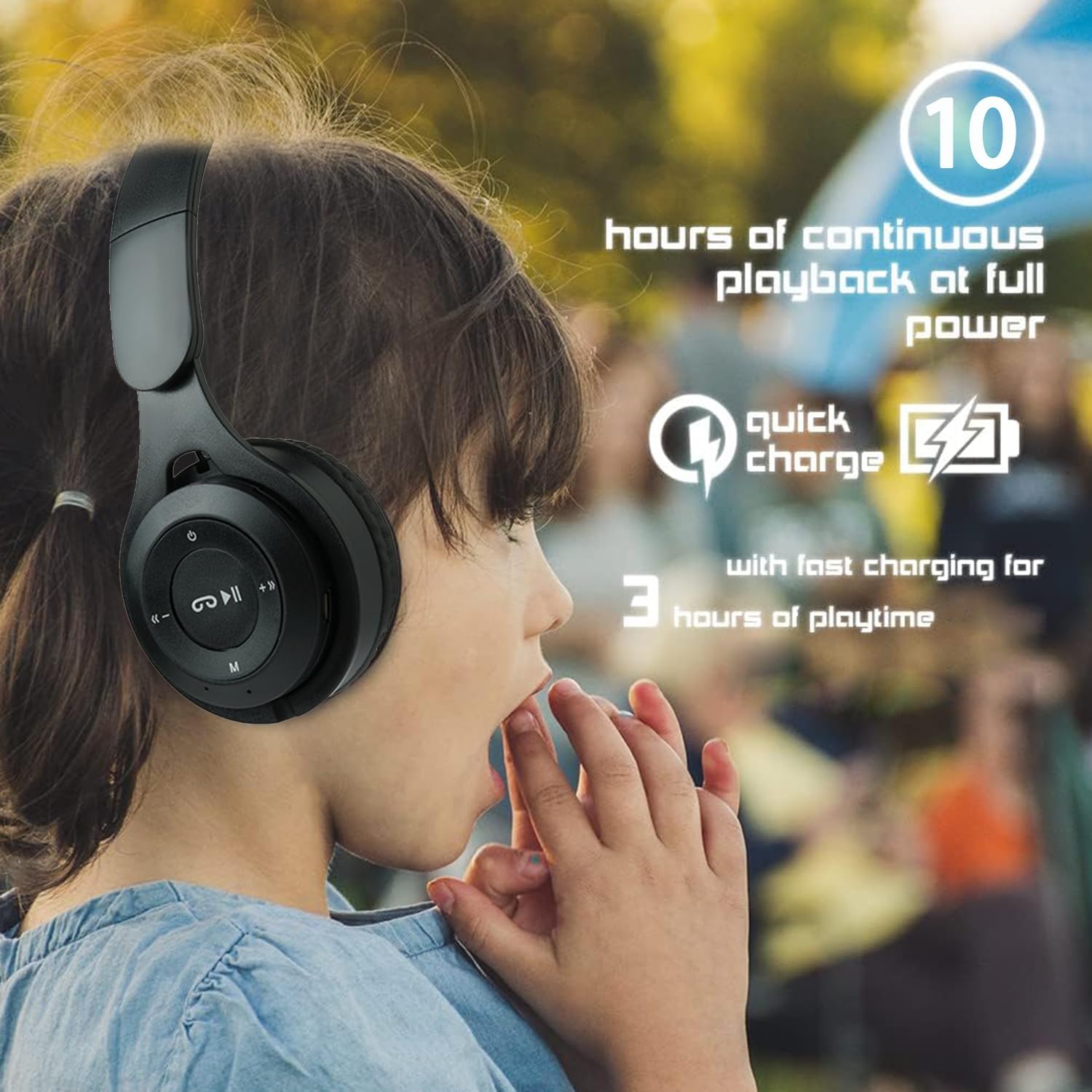 Kids Bluetooth Over Ear Headphones TF Card Foldable With Mic