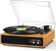 3-Speed Belt-Drive Vinyl Record Player with Bluetooth & Built-In Speakers