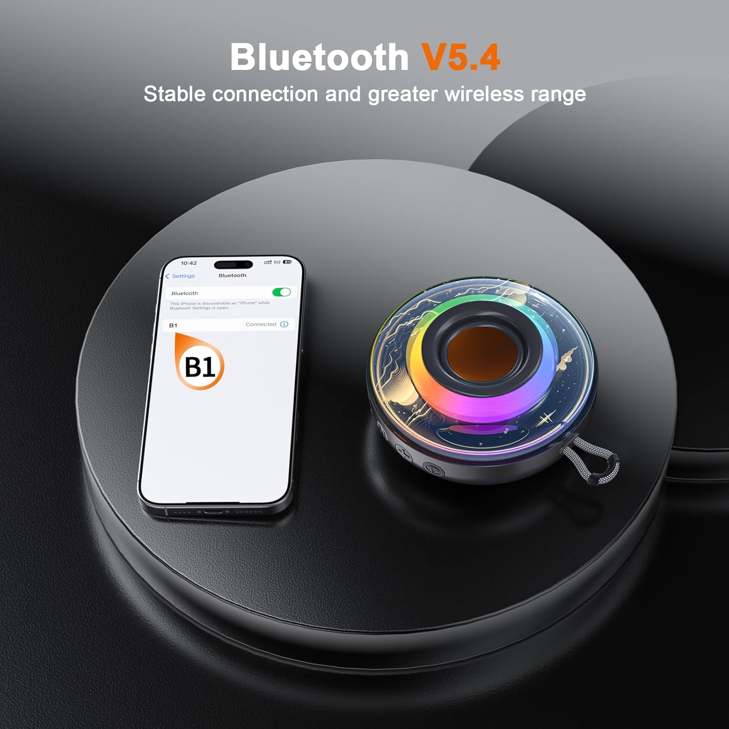Portable Bluetooth Shower Speaker RGB Waterproof IPX6 360 Sound