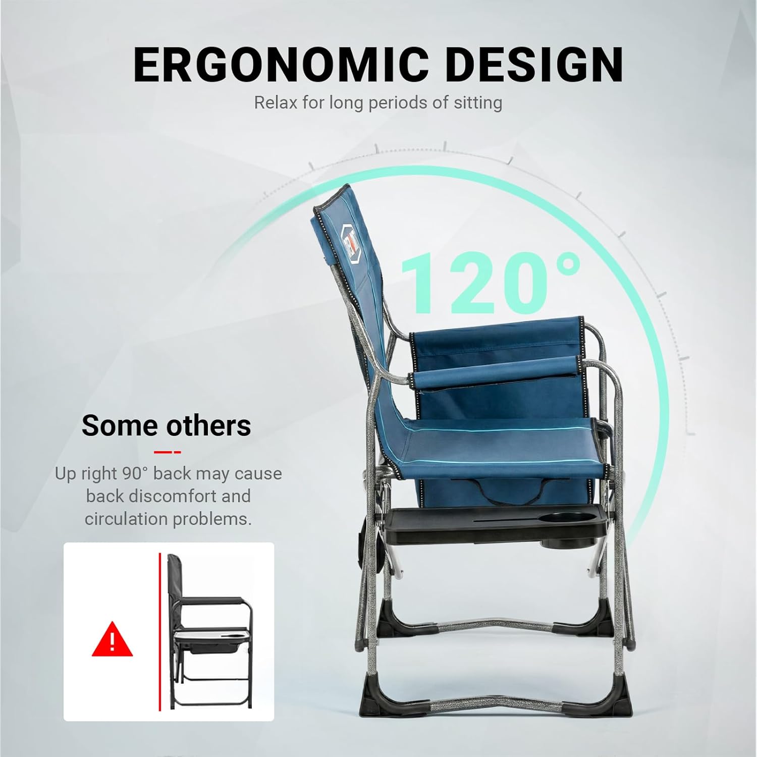 Set of 2 Heavy Duty Folding Camping Chairs 180kg Cooler Table