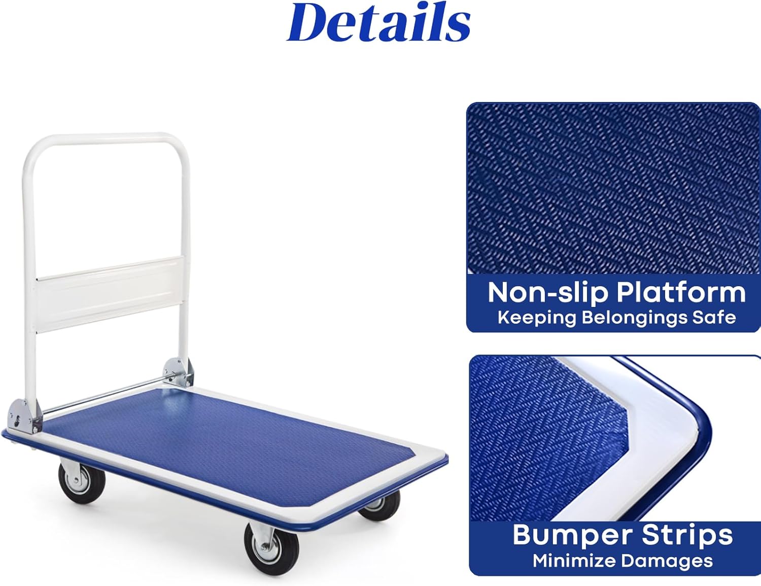 Heavy Duty Platform Trolley 300KG Flatbed Cart Blue