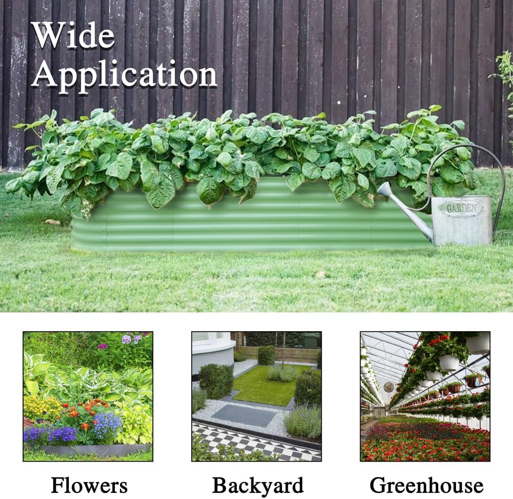 Large Raised Garden Bed 240cm Metal Planter Box 60cm High Green