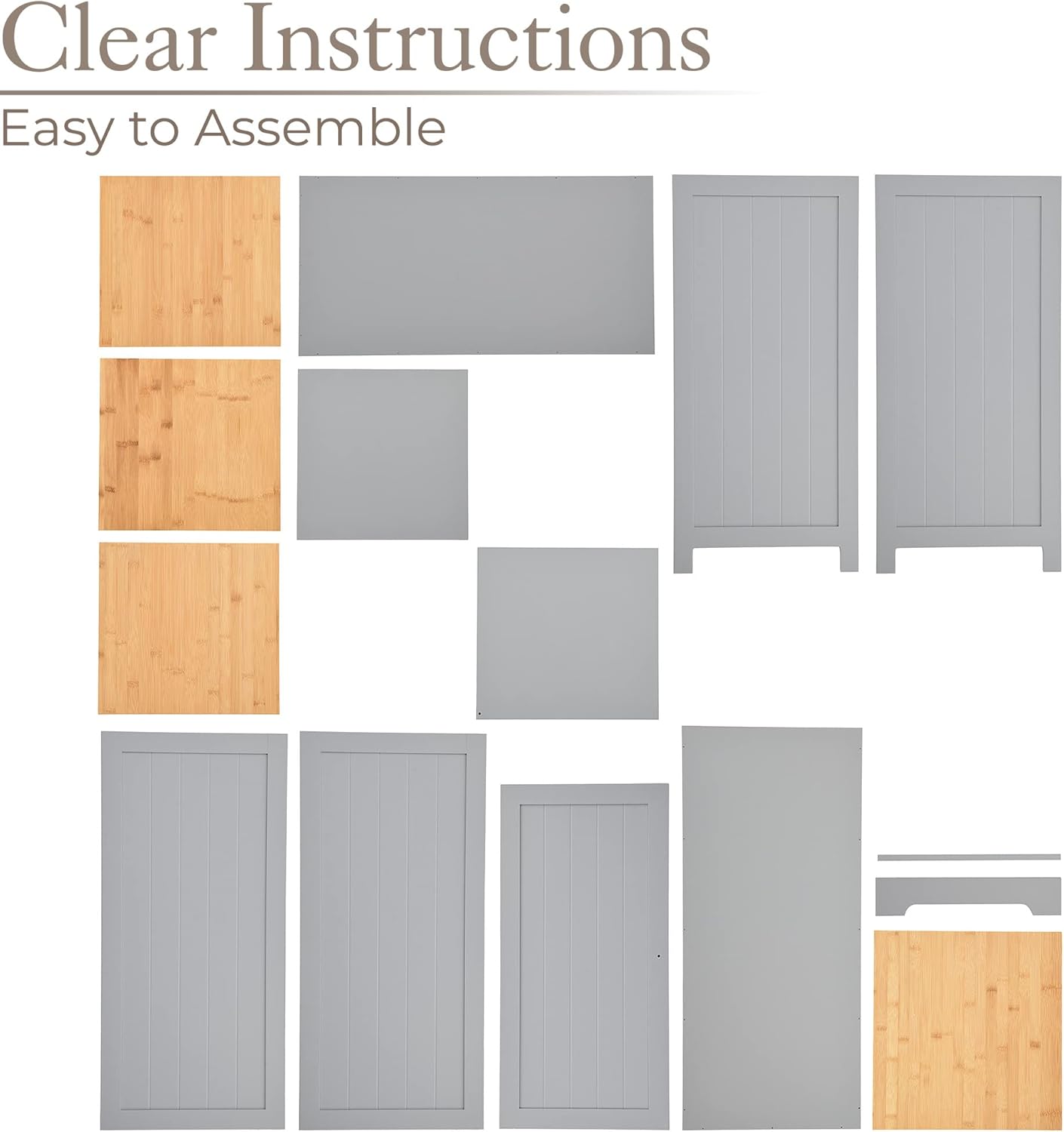 Tall Bathroom Storage Cabinet Grey Bamboo Shelf Unit