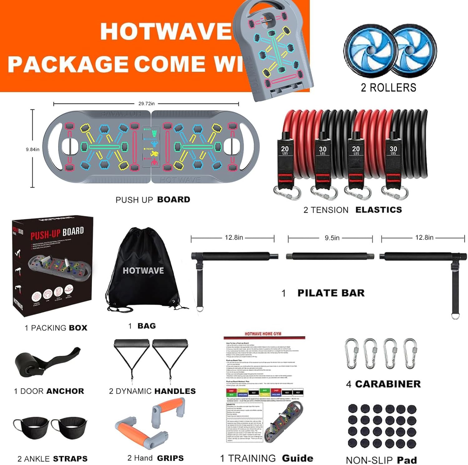 20 in 1 Push Up Board Portable Home Gym Resistance Bands Set