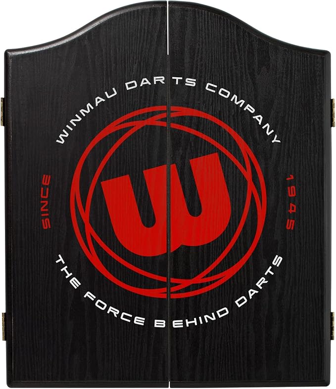 Black Dartboard Cabinet Heavy Duty Score Panels Magnetic Close 60cm