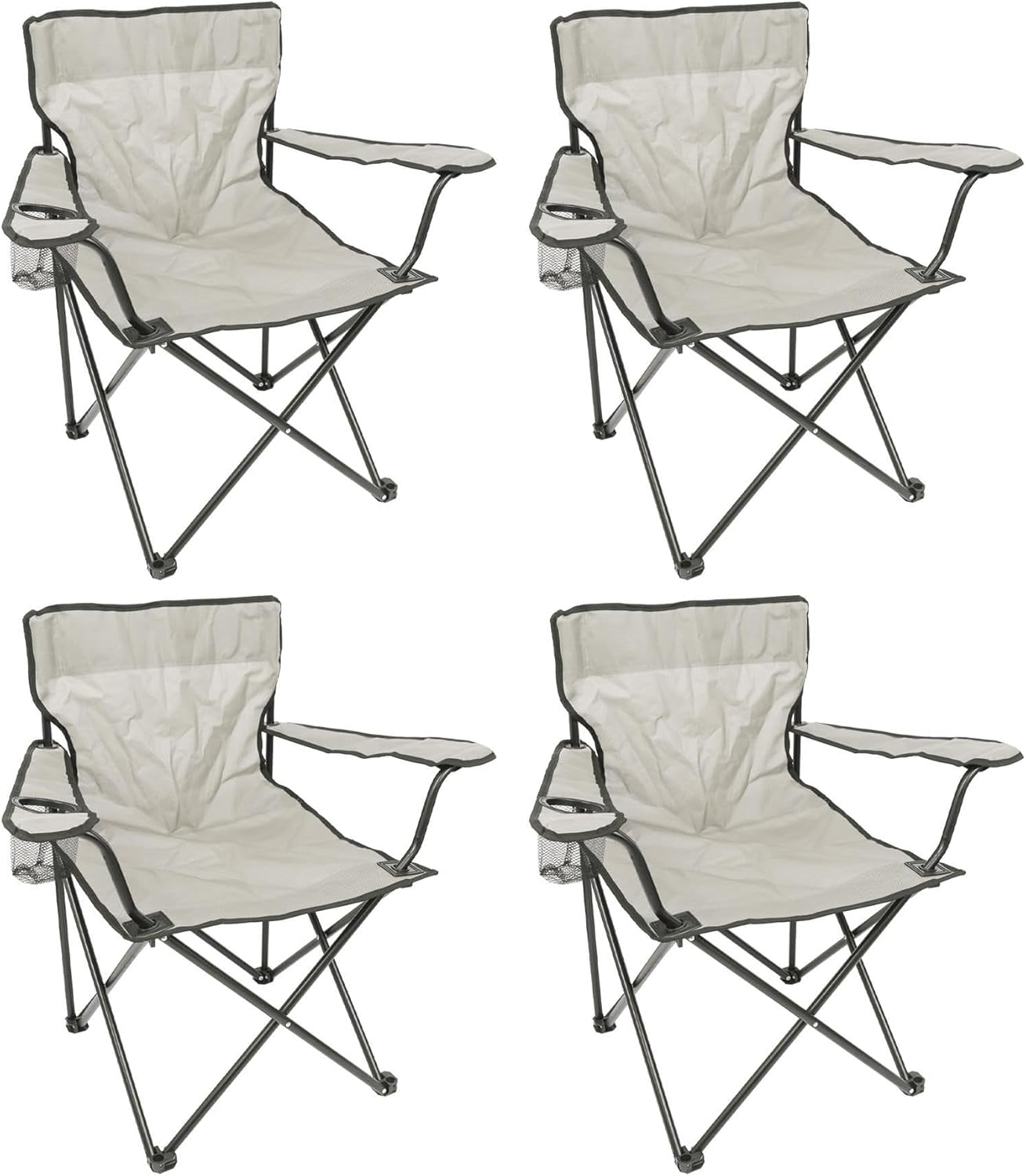 Folding Camping Chairs Pack of 4 Beige Canvas Outdoor Seats