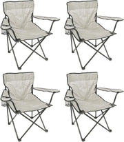 Folding Camping Chairs Pack of 4 Beige Canvas Outdoor Seats