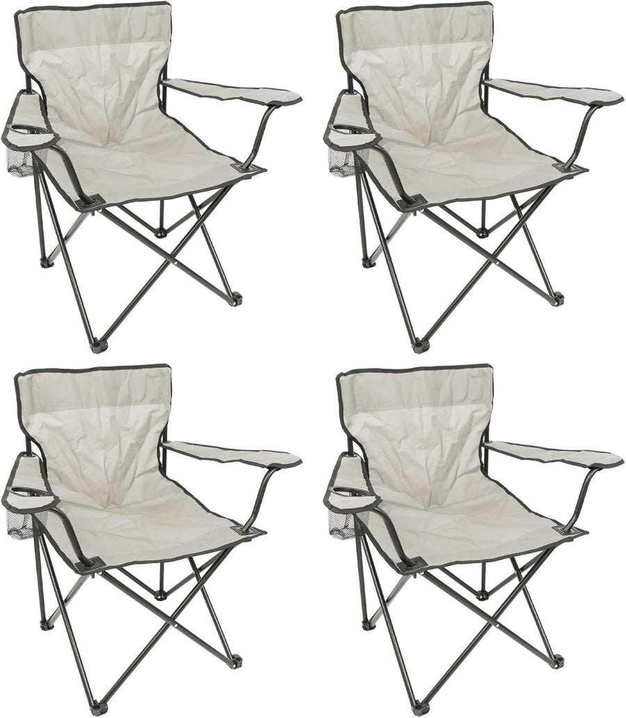 Folding Camping Chairs Pack of 4 Beige Canvas Outdoor Seats