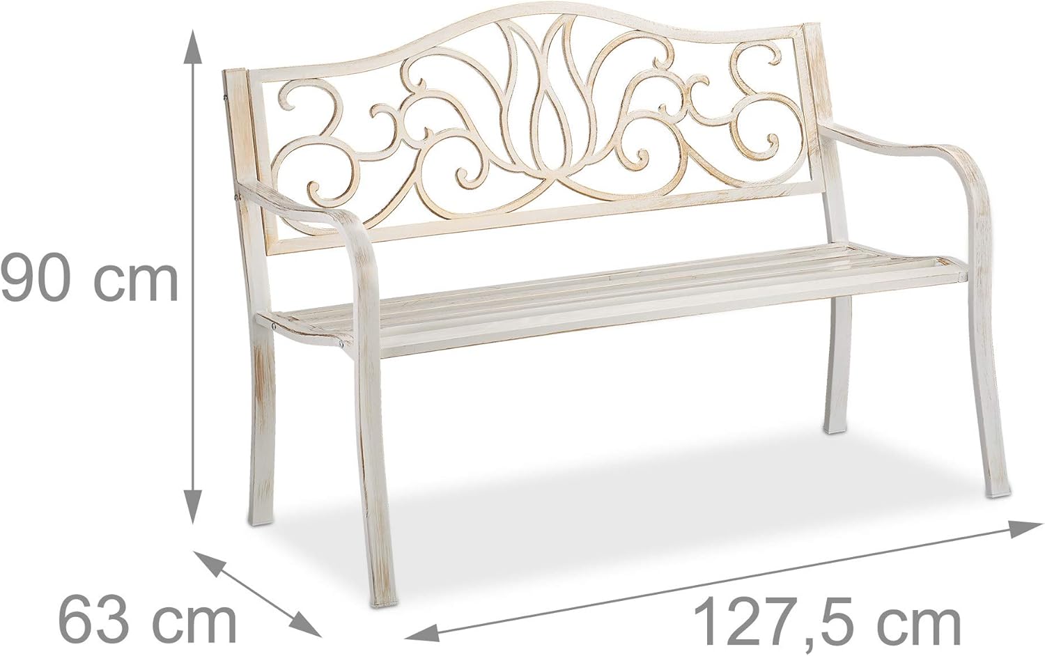 Antique Style Metal Garden Bench 2 Seater Patio Seat