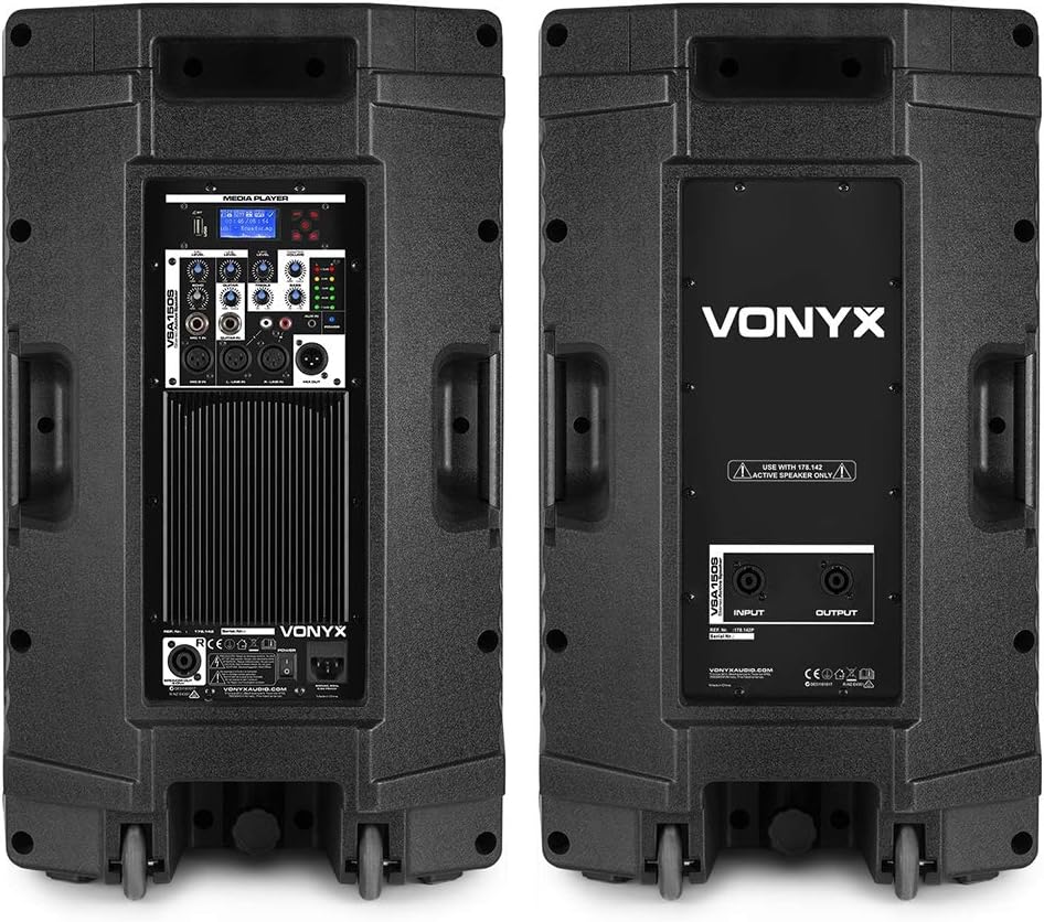 15 Inch DJ Speaker Set 1000W Active PA System Bluetooth USB