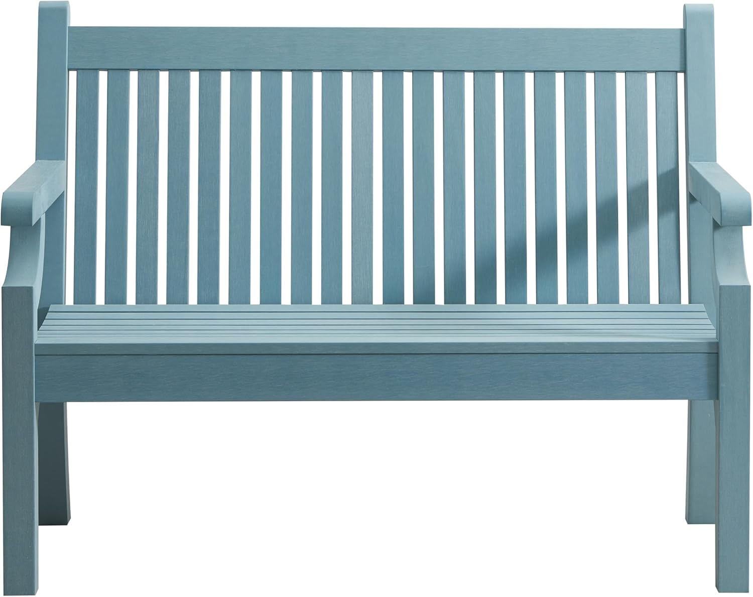 2 Seater Garden Bench Polymer Wood Effect Weatherproof Seat